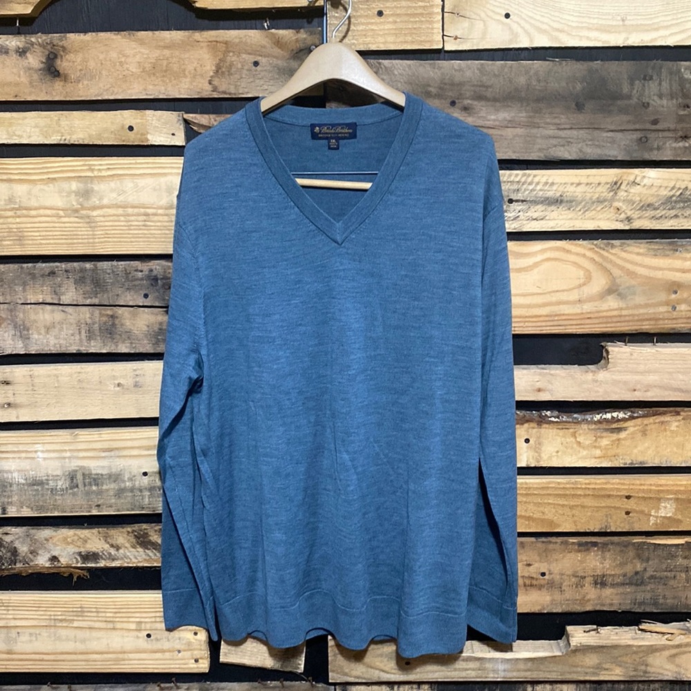 Men’s Brooks Brothers BrooksTech Merino‎ Wool Blue Sweater Size XXL